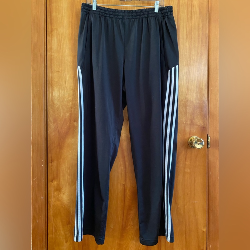 Adidas Black 3 Stripe Athletic Jogging Track Pants RN# 88387 Men’s L